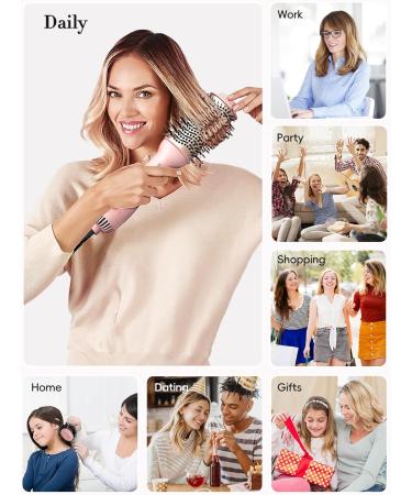 Hot Air Brush 2.0 - One-Step Hair Dryer Styler and Volumizer for Drying, Straightening, Curling - Pink - Buy Online on GoSupps.com