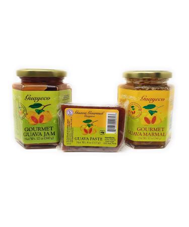 Guava Gourmet Variety Pack | Guava Jam, Marmalade (12oz jars) and Paste (4 oz block) | All-Natural Fresh Tropical Fruit Preserves | Non-GMO, Vegan, Gluten-Free | No Fillers or Preservatives, Kosher Taster Variety Pack Variety