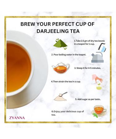 ZYANNA Darjeeling Tea First Flush - 100g Single Estate Whole Leaf Black Tea with Floral Notes | Teesta Valley Tea Estate - Buy Online on GoSupps.com