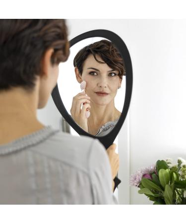 Zadro Large Hand Mirror with Handle - Salon Stylist's Big Handheld & Wall Mounted Black Onyx Mirror (19 x 10) - Buy Online on GoSupps.com