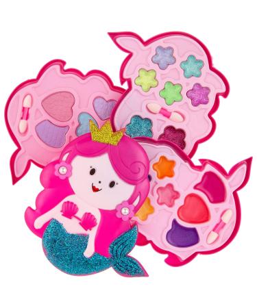Expressions Mermaid Beauty Kit Novelty Starter Makeup Palette Fold Out Makeup Palette Make Up Toy Cosmetic Kit Gifts for Girls -Washable Make Up Set-Non-Toxic