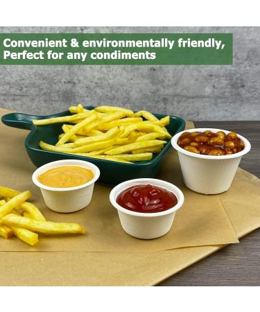 100pk Disposable Bagasse Fiber Souffle Cups - 2oz Biodegradable Condiment & Sampling Cups (White, Pack of 100) - Buy Online on GoSupps.com