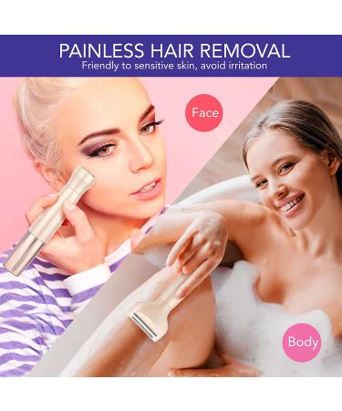 2-in-1 Women's Electric Razor for Face and Body - Painless Cordless Rechargeable Shaver - Buy Online on GoSupps.com