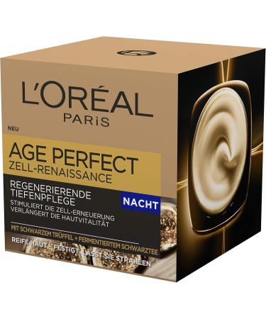 L'Or al Paris Age Perfect Cell Renaissance Night Cream Anti-Ageing Deep Care Strength and Vitality for Mature Skin with Black Truffle and Fermented Black Tea 50 ml - Buy Online on GoSupps.com