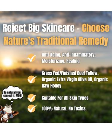 Buy Trad & True 100% Grass Fed Beef Tallow & Honey Balm - Moisturizer Body Butter Face Cream Lip Balm (2 oz Unscented) - Natural Skin Care for All Skin Types - Buy Online on GoSupps.com