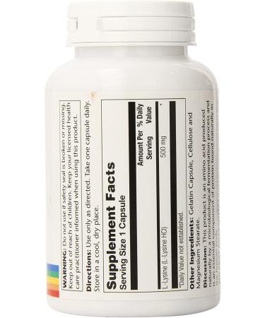 Solaray L-Lysine 500mg - 120 Vegan Capsules for Immune Support - Buy Online on GoSupps.com