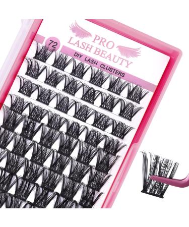 Cluster Lashes 72 Pcs Individual Lashes Lash Clusters DIY Eyelash Extension Super Thin Band Reusable Soft & Comfortable (Into You-01-D-16mm) 16 mm Into You-01