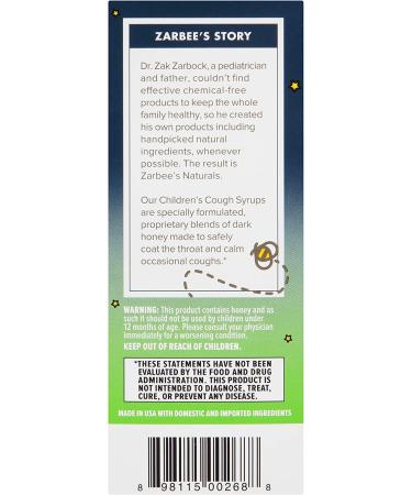 Zarbee's Naturals Children's Nighttime Cough Syrup - Dark Honey & Ivy Leaf, Grape Flavor 4 fl oz - Buy Online on GoSupps.com