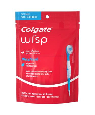 Colgate Max Fresh Wisp Disposable Mini Toothbrush  Peppermint - 24 Count 24 Count (Pack of 1)