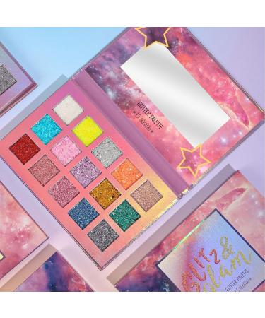 Rechoo 15 Color Glitter Eyeshadow Palette | Sparkling & Shimmering Makeup for Festivals | Colorful Sequins & Chunky Glitter Gel - Buy Online on GoSupps.com