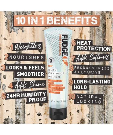 Fudge Professional Blow Dry Aqua Primer 150ml - Hyaluronic Acid Heat Protection for Volumizing - Buy Online on GoSupps.com