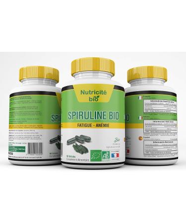 Organic Spirulina 90 Vegetable Capsules French Quality Reduces Fatigue Rich in Iron 100% Organic Guarantee To Boost the Immune System and Reduce Fatigue - Buy Online on GoSupps.com