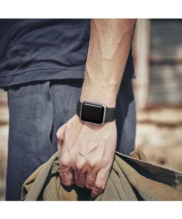 Lerobo Sport Band for Apple Watch SE Series 8-1, Anthracite Black, Soft Silicone Replacement Band M/L - Buy Online on GoSupps.com