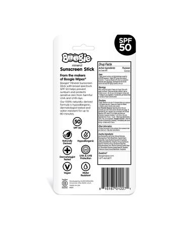 Boogie Block Baby Sunscreen Stick SPF 50, 0.49 Oz (Pack of 2) | Zinc Oxide, Water Resistant, Naturally Derived Sunscreen for Kids - Buy Online on GoSupps.com