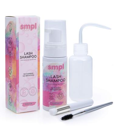 SMPL Aesthetics Eyelash Extension Cleanser  Lash Shampoo  Lash Cleaner for Extensions  Lash Brush  Rinse Bottle  Lash Bath  Free E-Book Sensitive  Paraben  Sulfate Free  Makeup Remover  Primer (Fresh)