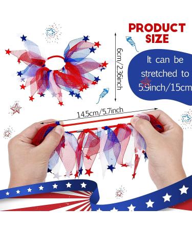 Retrowavy 8 Pcs American Hair Ties: White & Blue Patriotic Scrunchies for Women | 4th of July Ponytail Holders & Independence Day Party Accessories - Buy Online on GoSupps.com