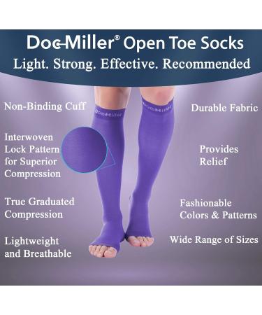 Doc Miller Open Toe Compression Socks - 20-30mmHg Support - Violet - X-Large - Buy Online on GoSupps.com