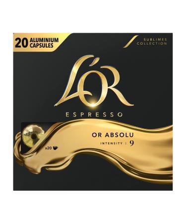 L'Or Espresso Caf Or Absolu - Intensity 9 - 20 Aluminum Capsules Compatible with Nespresso Machines
