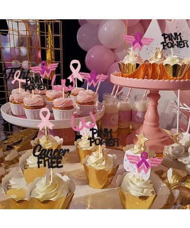 Rsstarxi 24 Pack Breast Cancer Awareness Cupcake Toppers Glitter Pink Power Hope Ribbon Cake Decorations Fight Beliveve Cancer Free Cupcake Picks for Pink Ribbon Party Cake Decorations Supplies Design 3 - Buy Online on GoSupps.com