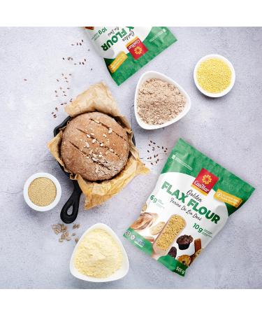 CanMar Golden Flax Flour Fiber-Rich from Flax Seeds (500g) with Protein Omega 3-6 Calcium - Gluten-Free Nut-Free Non-GMO - Breakfast Essentials for Pancakes Breads Cookies & More - Buy Online on GoSupps.com