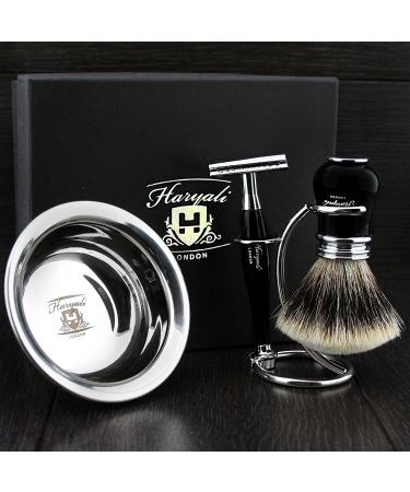 Proper men's razor set ft de razor plane splitterspitze roof hair brush double stands for razor and brush and stainless steel bowl