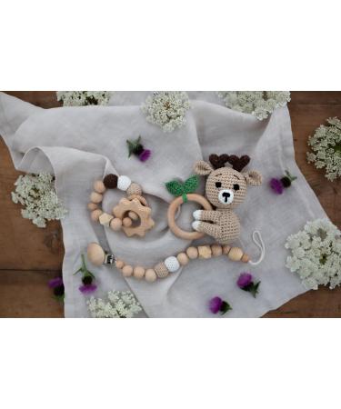 Vintage New Baby Gift Set with Crochet Rattle (Deer/Elk) | Newborn Baby Shower Gift Box for Boy and Girl - Buy Online on GoSupps.com