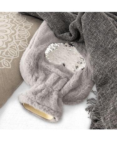 Orion Group Hot Water Bottle - 1.6L Rubber Bed Bottle in Soft Grey Heart Cover | Ideal for Comfort & Warmth - Buy Online on GoSupps.com