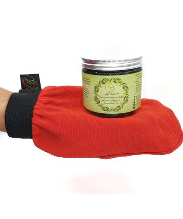 AL HOOR Moroccan Black Olive Soap Infused In Eucalyptus Oil + Kessa Glove - Deep Acne Cleansing & Dead Skin Cells Remover aromatic