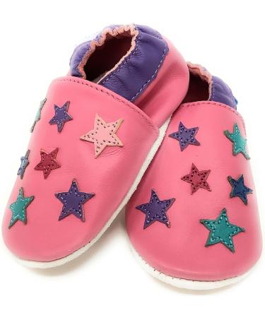 MiniFeet Premium Soft Leather Baby Shoes | Buy 4 Pairs & Get 1 Free! | Toddler Shoes 0-6 Months to 4-5 Years | Pink Stars - Buy Online on GoSupps.com