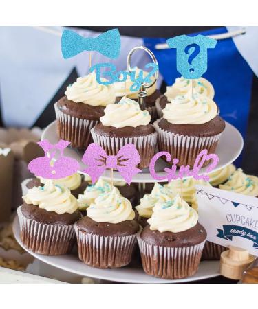 UXYOKM 24Pcs Gender Reveal Cupcake Toppers Baby's Boy or Girl Glitter Cupcake Picks Kids Birthday Party Decors Baby Shower Party Decoration Supplies - Buy Online on GoSupps.com