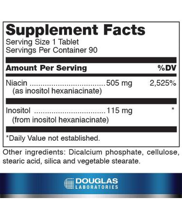 Douglas Laboratories Niacinate 505mg | High Potency No-Flush Niacin for Cardiovascular Health | 90 Tablets - Buy Online on GoSupps.com