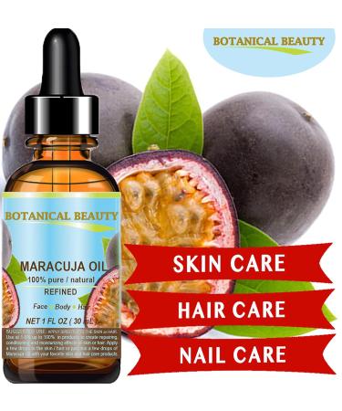 Botanical Beauty MARACUJA OIL 100% Pure Natural Cold Pressed Undiluted for Face Skin Hair Body Lip Nails 1 Fl Oz - 30 ml Rich in Vitamin C - Buy Online on GoSupps.com