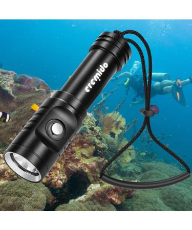 eremido Scuba Diving Light, Rechargeable Battery, 1000 Lumens, Deep Sea Underwater 100M Waterproof Flashlight with Durable Aluminum Material and Battery Indicator, Fast Charging