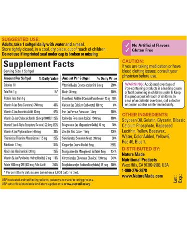 Nature Made Women's Multi 60 Softgels - Essential Vitamins & Minerals for Women - Buy Online on GoSupps.com