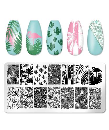 Nature Theme Nail Stamping Plates Set - 6pcs Leaf, Flower, Snake Images | Christmas Nail Art Kit - Nature-02 | 4.72 x 2.36 Inches - Buy Online on GoSupps.com