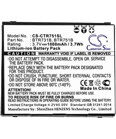 Replacement Battery BTR731B BTR751 BTR751B - 3.7V/1000mAh for C731 C751 GzOne Rock & Ravine - International Shipping Available - Buy Online on GoSupps.com