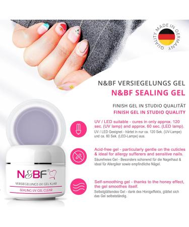 NAILSFACTORY N&BF UV sealing gel clear 30 ml highquality professional highgloss gel medium viscosity sealing gel for intensive shine professional sealing nail gel with glossy finish - Buy Online on GoSupps.com