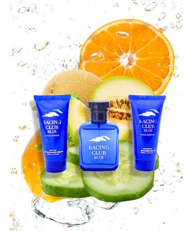 Men's Racing Club Blue Care Eau de Toilette Box 3-Pack Includes 1 x After Shave Cream 1 x Eau de Toilette Spray 1 x Shower Gel 5.1 FL. OZ. Aromatic Fougere fragrance for men. - Buy Online on GoSupps.com