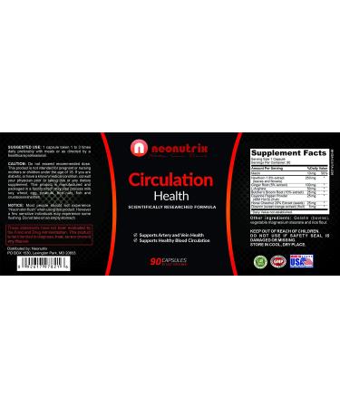 Neonutrix Blood Circulation Health Supplement - L-Arginine, Ginger Root & Hawthorn - 90 Capsules for Vein & Artery Health - Natural Cardiovascular Support - Buy Online on GoSupps.com