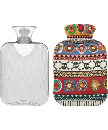 Naanle Hot Water Bottle - Ethnic Strip Skull Design | 1L Heat & Cold Therapy for Pain Relief | Transparent Bed & Palm Warmer - Buy Online on GoSupps.com