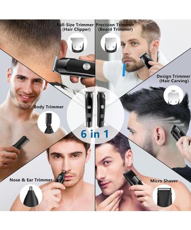 AMULISS Beard Trimmer for Men - Waterproof Grooming Kit with Hair Clipper, Nose Trimmer, Electric Razor and Body Shaver in Black + Grey - Cordless Barber Clippers for Precise Hair Cutting - Buy Online on GoSupps.com