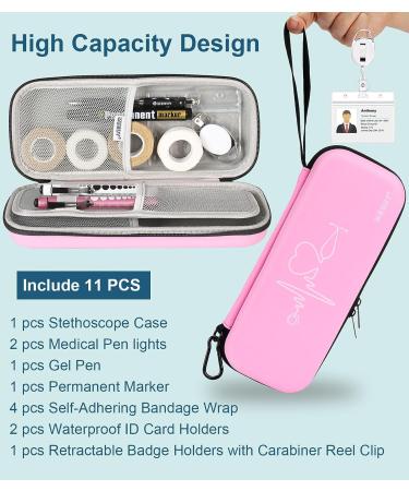 MEUUT 11 pcs Nurse Stethoscope Case Kit - First Aid Bag with Accessories for Nurses - Pu_pink - Buy Online on GoSupps.com