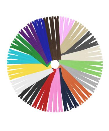 Nylon Invisible Zipper for Sewing  7 Inch Bulk Hidden Zipper Supplies in 20 Assorted Colors  by Mandala Crafts 20 Assorted Colors 7 Inches