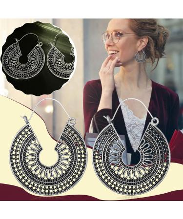 Dangle Cuff Earrings Women Boho Earrings Jewelry Sterling Silver Hoop Earrings Ethnic Drop Earrings - Buy Online on GoSupps.com