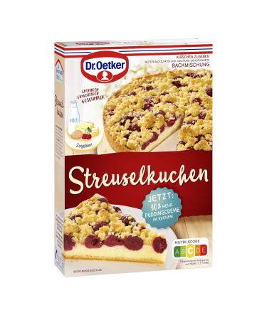 Dr.Oetker Strussel cake 485 g baking mix for crumble cakes with cherries & pudding cream successful preparation vegetarian