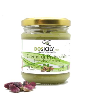 DOSICILY.COM DOSICILY - Cream of pistachios Sicily Spread on Bread and Slices Biscuits for stuffing pancakes and cakes. With 40% pistachios. 1 piece X 190g