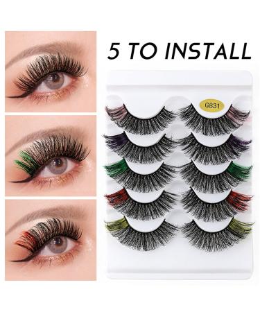 3D Natural Thick False Eyelashes - 5 Pairs Colorful Cat Eye Eyelashes with Applicator - Black (Pack of 1) - Buy Online on GoSupps.com