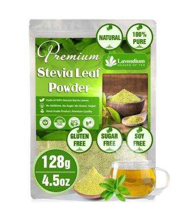 Lavendium Premium 128g (4.5oz) Stevia Leaf Powder Unprocessed Ground Stevia Leaves Dried 100% Natural & Pure Stevia Leaf Sugar Substitutes Natural Zero-Calorie Sweetener No Additives No Gluten Vegan. Stevia 127 g (Pack of 1)