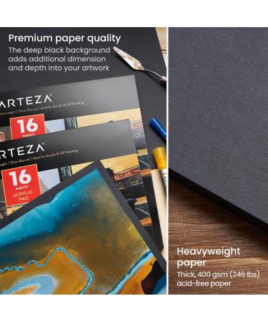Arteza Acrylic Pad 6x6 Inches, Black, 246 lb - Pack of 2 | Art Supplies for Acrylic, Oil Painting & Drawing - 16 Sheets Each - Buy Online on GoSupps.com
