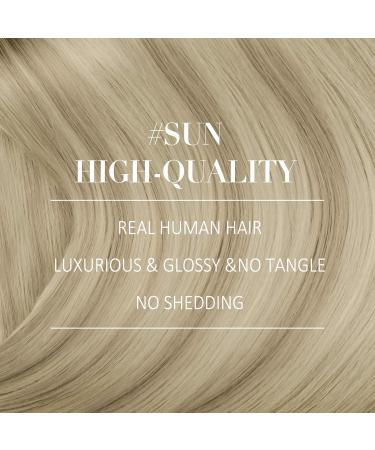 Youngsee 40cm Clip-In Ombre Hair Extensions | Real Remy Hair | Dark Ash Blond & Platinum Blonde | 120g 7PCs - Buy Online on GoSupps.com